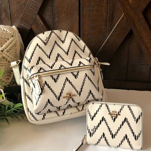 NWT Coach chevron mini backpack and wallet